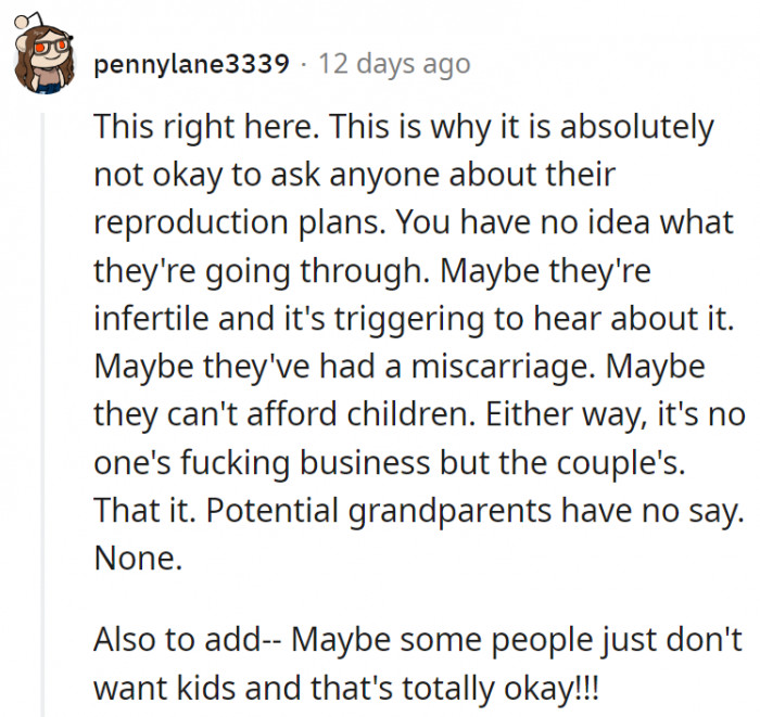 7. Having children is no one's business but the couple's