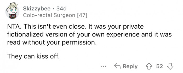 OP's family never got permission to read something that was never meant to be seen by anyone else.