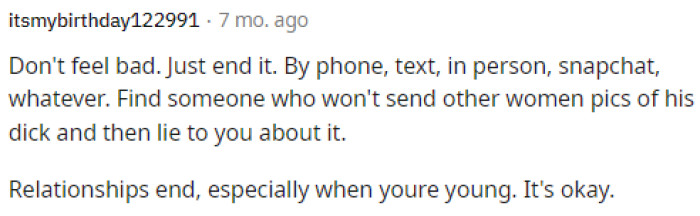 We must agree that she shouldn't feel bad at all because of everything he put her through and all the cheating situations.