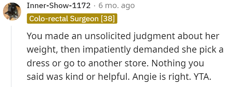 Nothing OP Said Was Kind or Helpful