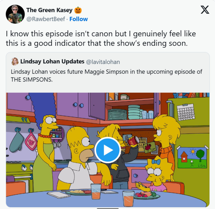 Maggie is then about to voice her discomfort, before Marge urges her to “rest your voice” because she is “still getting over” laryngitis.