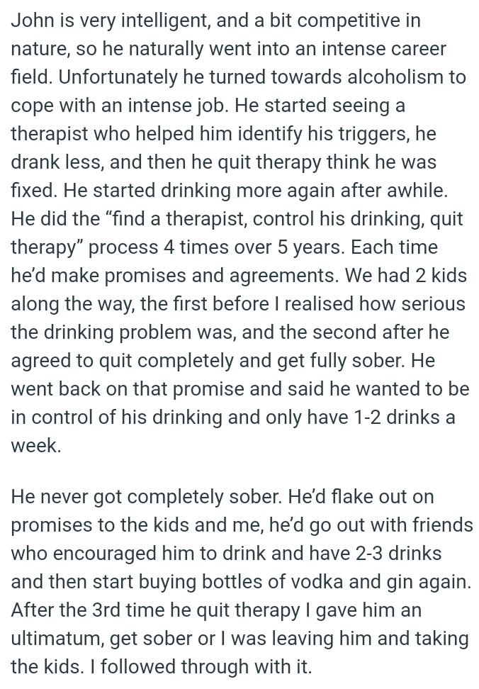 OP's husband started seeing a therapist who helped him identify his triggers