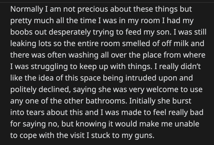 OP stood her ground even when her MIL cried and made her feel bad