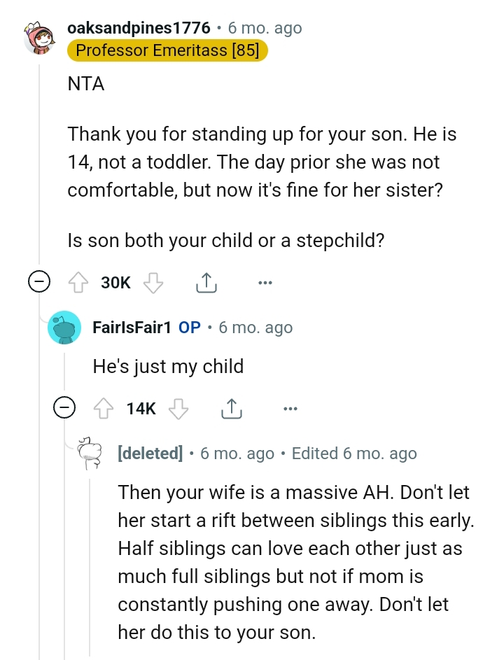 She wasn't comfortable, but it's fine for her sister