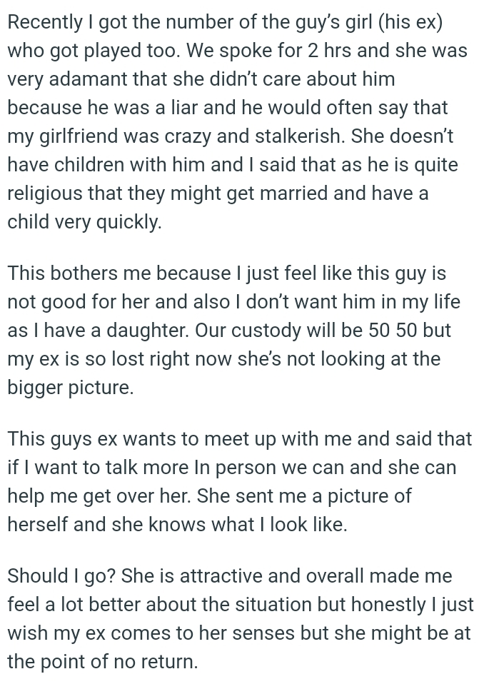 OP's ex is so lost right now she’s not looking at the bigger picture