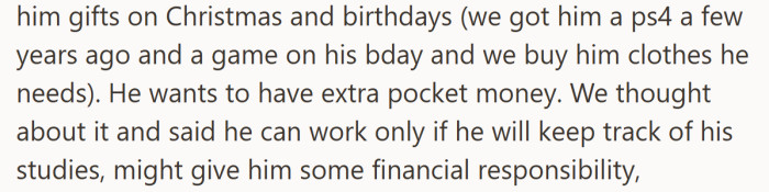 They were open to the idea, as long as school stayed on track and the job became a small lesson in handling money.