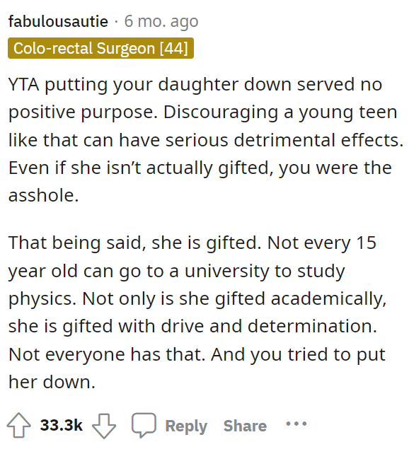 People quickly came to the comments, and most of them said that he was TA because of the way he said it and also because he didn't need to say anything.