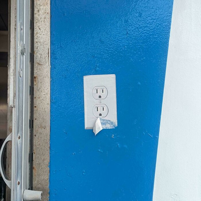 "This outlet is a sticker. In retrospect, I found this a funny and harmless prank."