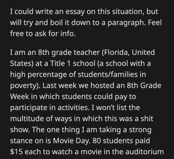 OP expressed her opposition to the principal's sneaky move