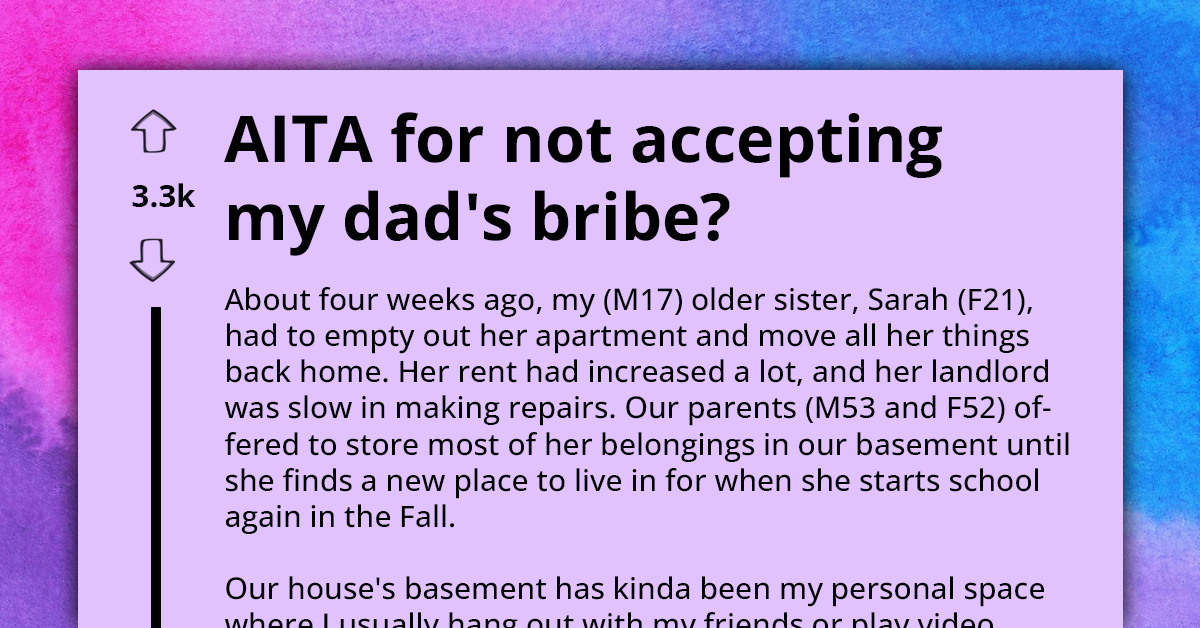 Teen Firmly Rejects Parent's Appeal to Store Struggling Sister’s Belongings in “His Basement” Amid Her Housing Struggles