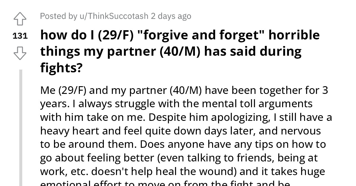 Lady Finds It Hard To Forgive And Forget The Hurtful Things Her Partner Said To Her During Fights, Seeks Advice Online