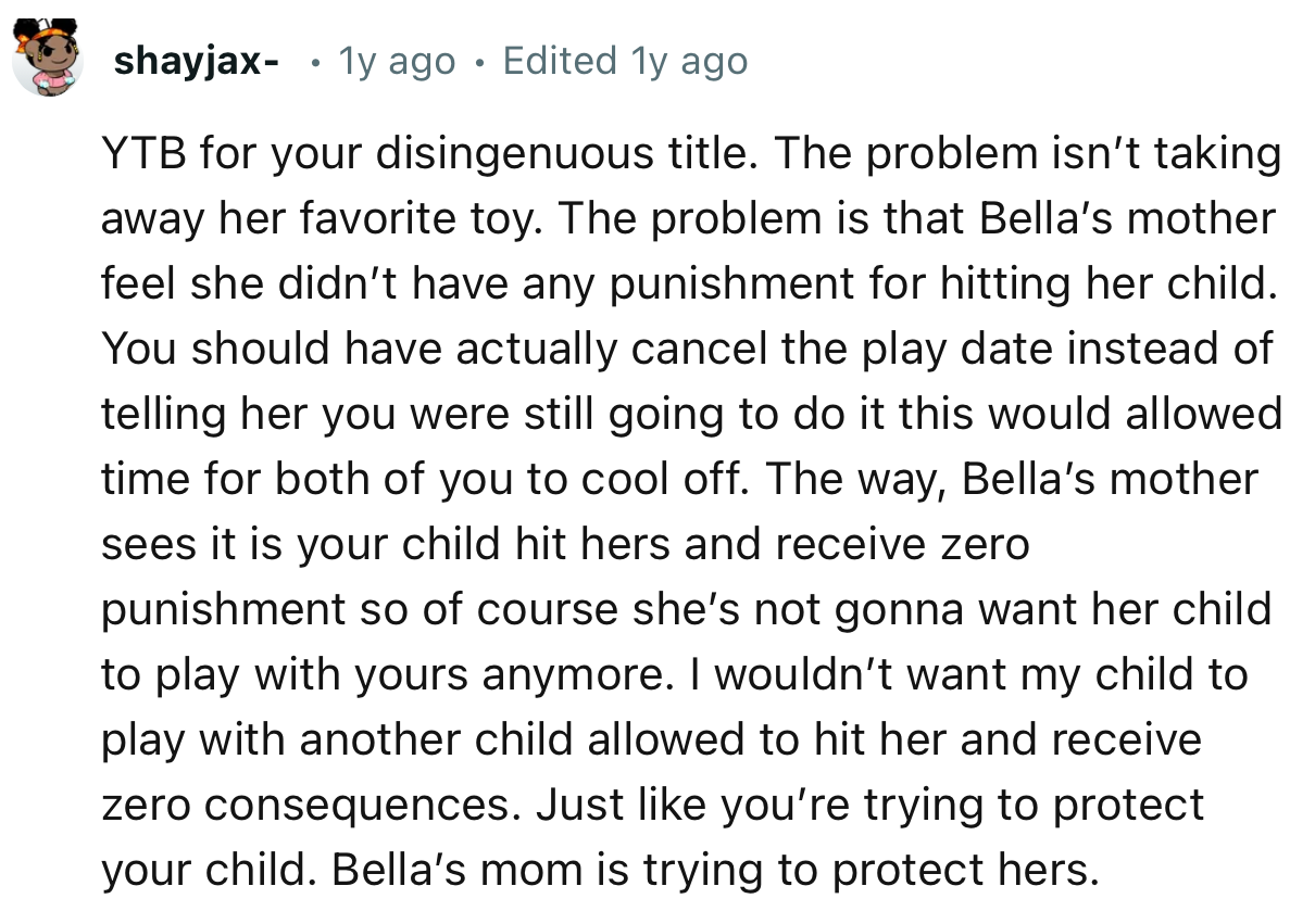 “I wouldn’t want my child to play with another child allowed to hit her and receive zero consequences.”