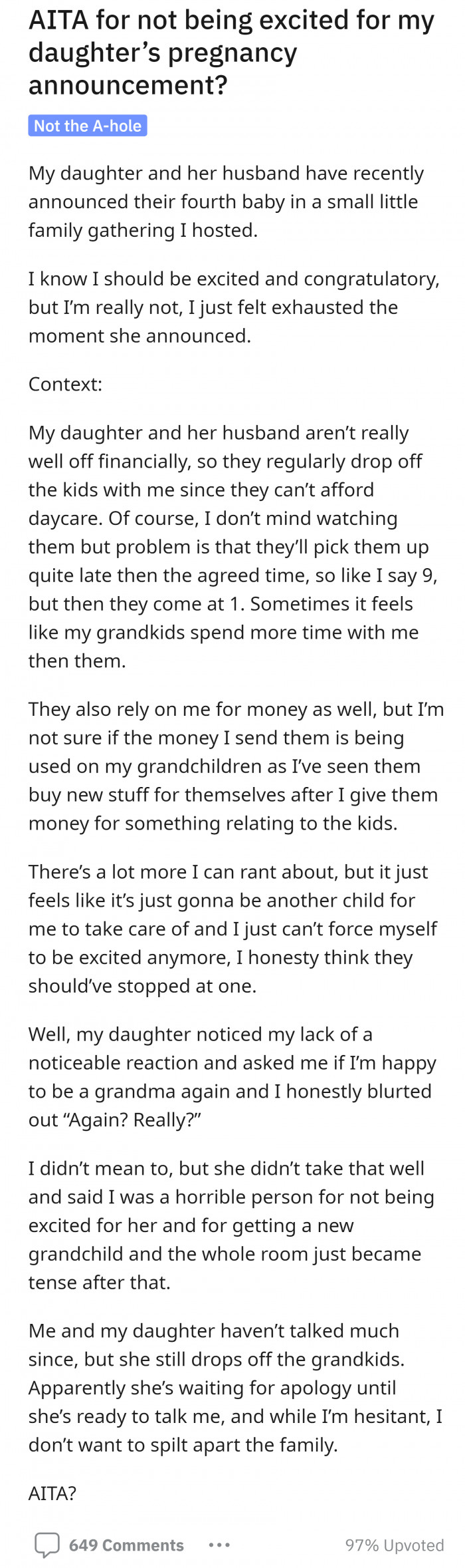 1. OP shared about her daughter dropping off their kids for them to babysit.