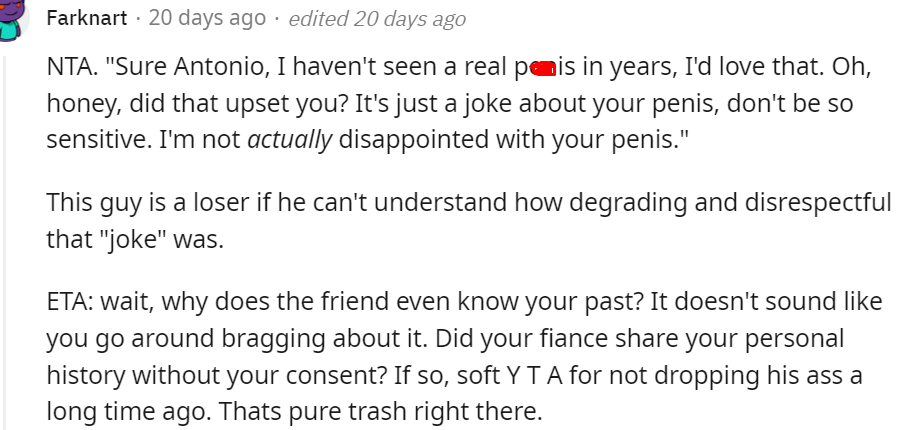 20. The guy is a loser if he can't understand