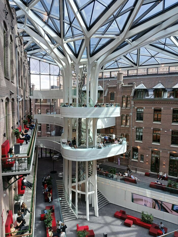 "The New Library Of The University Of Amsterdam. It Incorporates The Old Buildings Of A Hospital"
