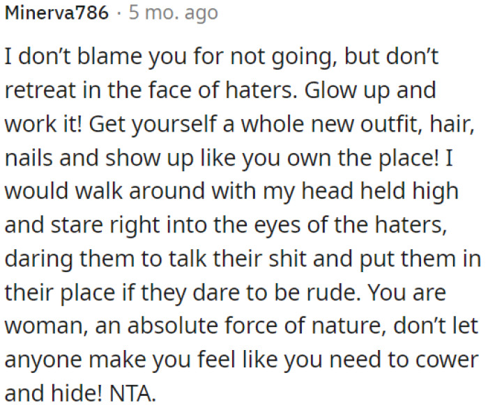 OP shouldn't let haters discourage her.