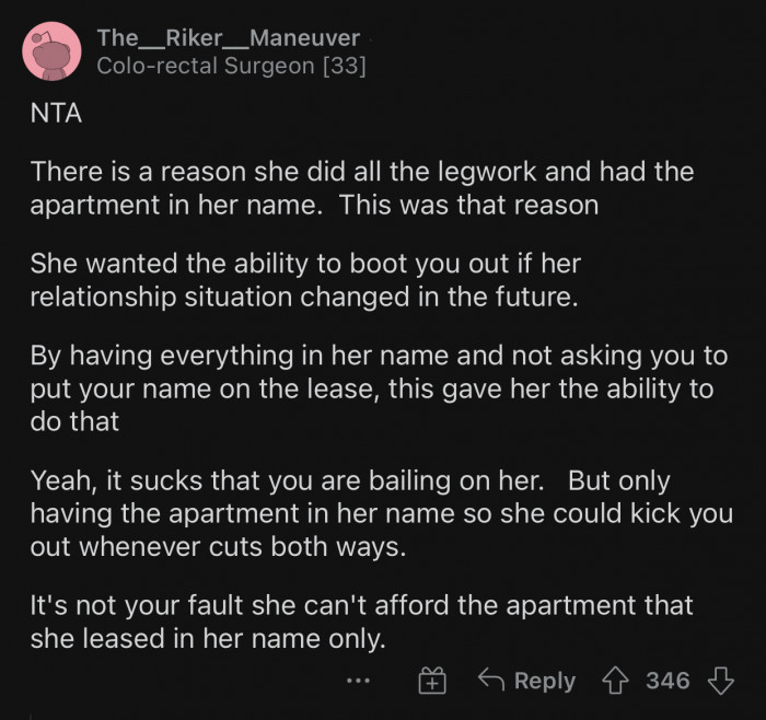 Her plan backfired on her, and now she has to face the consequences of her selfishness.