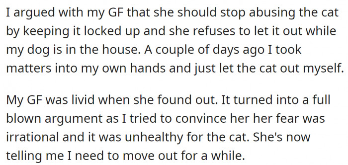 so he let her out neglecting his girlfriend's suspicions: