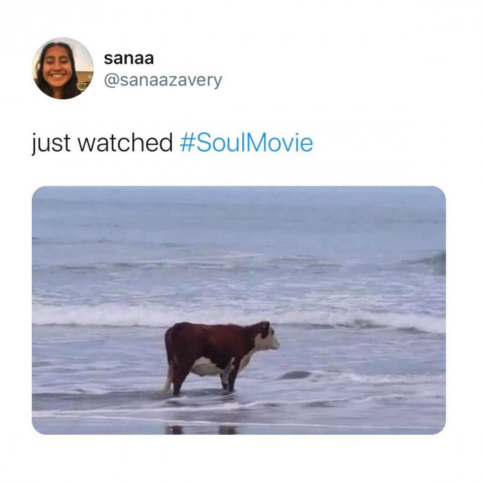 21. After watching Soul, you'll be like this cow having an existential crisis.