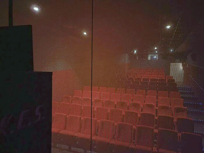 39. He observed the interior of a movie theater screen.