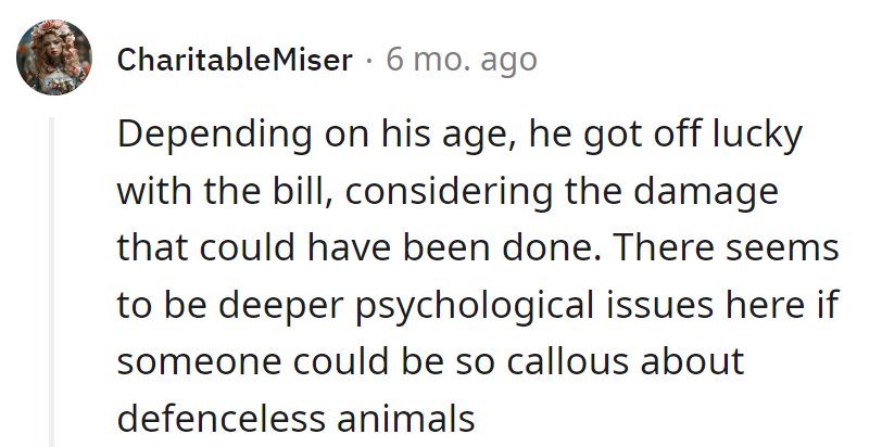 Lucky age saved him from a hefty bill. Using chocolate on defenseless furballs? Deeper issues than a sweet tooth.