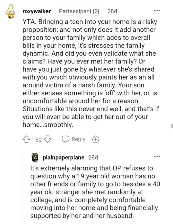 The Redditor believes that bringing in a teenager is a risky proposition