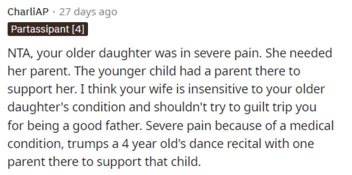 This is a great comparison because this is absolutely right. We probably would have made the same choice, especially if the wife was already there to support her recital.