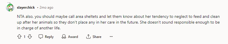 She doesn't sound responsible enough to be in charge of another life