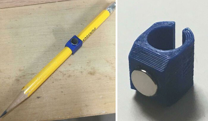 "I'm A Woodworker New To 3D Printing. I Designed And Printed Pencil Magnets I Can Stick To All My Machinery So I Always Have A Pencil Handy. I Used 6x3 Mm Neodymium Magnets"
