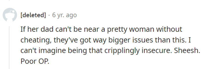 If Dad can't handle being around attractive women, their relationship needs fixing, and it's tough for poor OP.