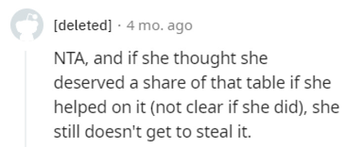 She doesn't get to steal it