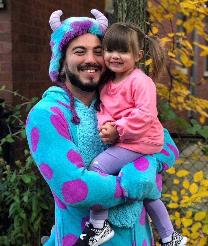 34. My Friend Logan And His Daughter As Sully And Boo From Monsters Inc. On Halloween