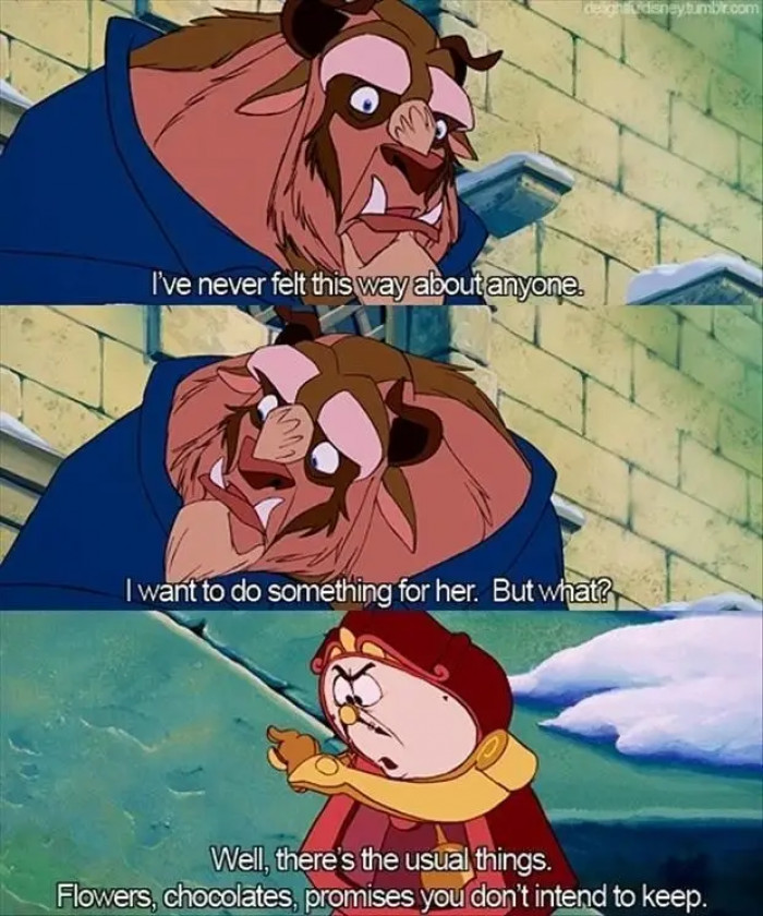 19. In Beauty and the Beast, when Cogsworth was savage as hell