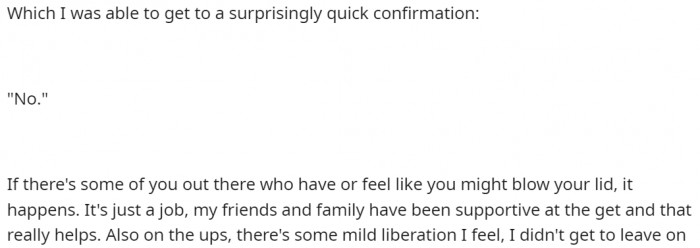 OP starts to offer a bit of advice to those who might be going through something similar.