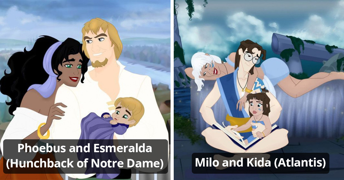 20 Disney Characters Reimagined By Creative Illustrators With Their Own Families