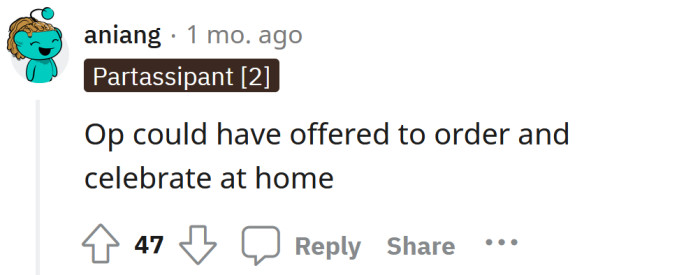 Dinner at home, perhaps?