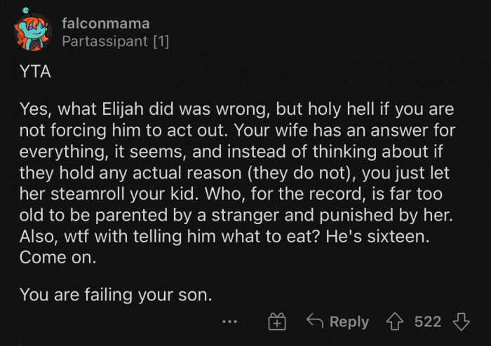 OP is failing his son. HARD.