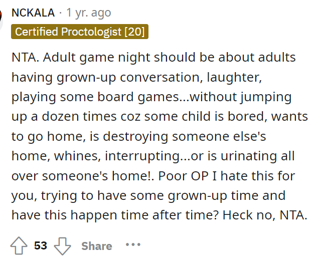 It is absolutely true that the grown-up game night should be for adults only, since that's technically what they planned.