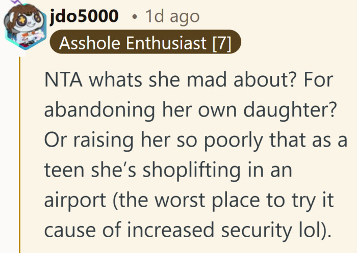Shoplifting in an airport might be bold, but leaving relatives to handle the fallout was a bold move too.