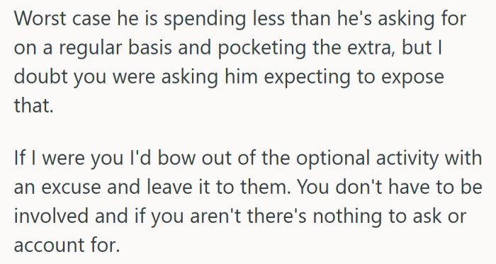 Another angle suggested a low-stress path. If the whole setup already feels uneasy, excusing yourself keeps things simple.