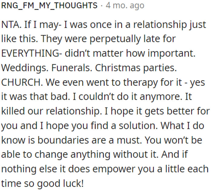 OP could set clear boundaries because that's essential for any change.