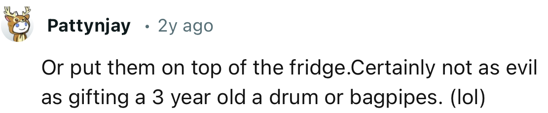 OP’s petty gesture is not as evil as getting a kid a drum or bagpipes.