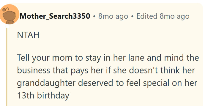 Someone’s not mincing words—Grandma just got told to clock out of the guilt shift.