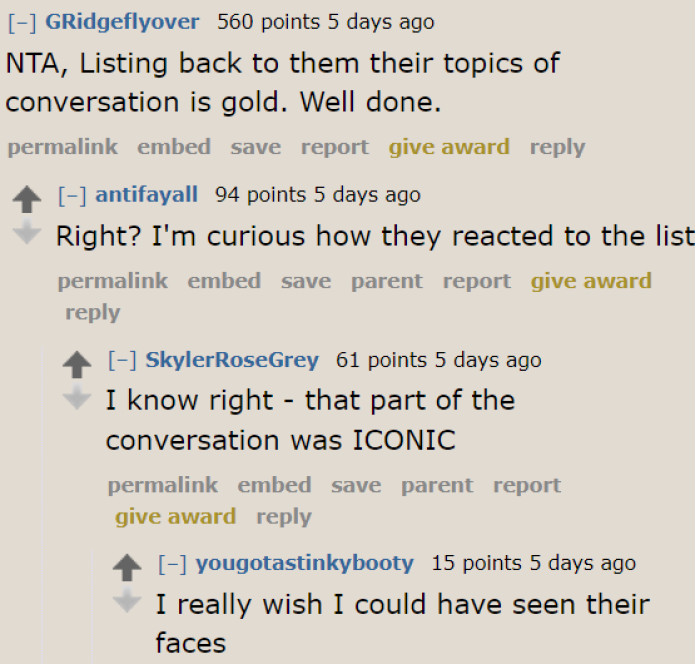 It would have been interesting to see how the ladies reacted after the OP said his piece.