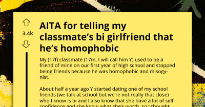 AITA For Calling Out My Classmate’s Homophobia To His Bi Girlfriend