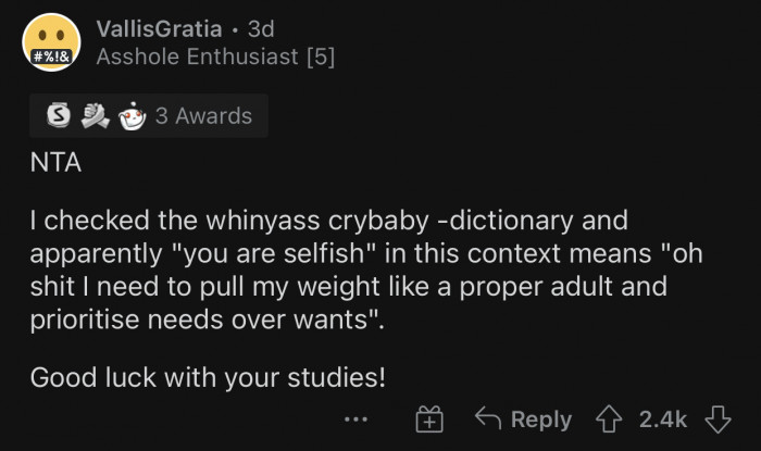 OP's partner is avoiding his responsibilities.