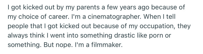 OP got kicked out by his parents