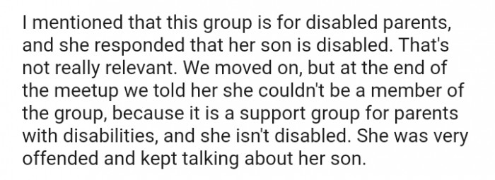 We told her she couldn't be a member of the group