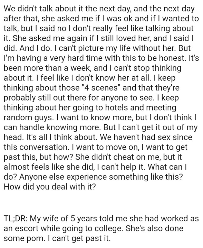 OP wants to know more but doesn't think he can handle knowing more