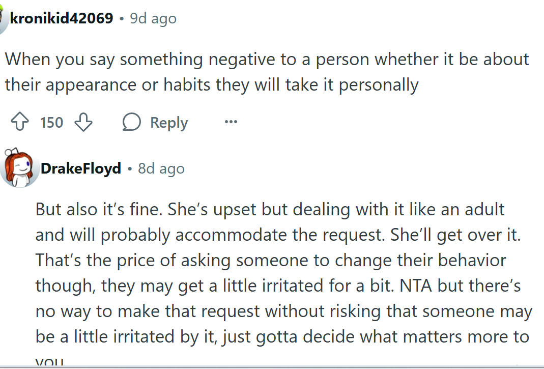 Was OP right to set a boundary about workplace etiquette?